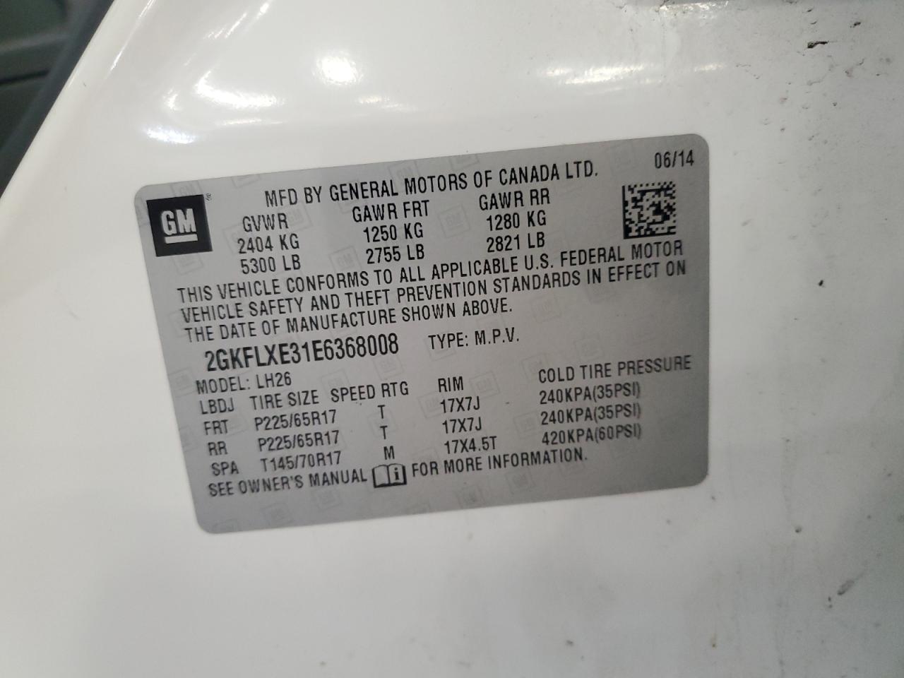 2014 GMC Terrain Slt VIN: 2GKFLXE31E6368008 Lot: 80123055