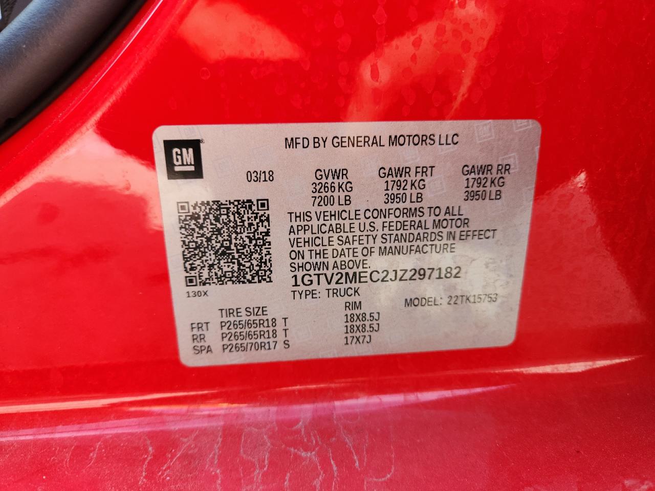 2018 GMC Sierra K1500 Sle VIN: 1GTV2MEC2JZ297182 Lot: 71278245