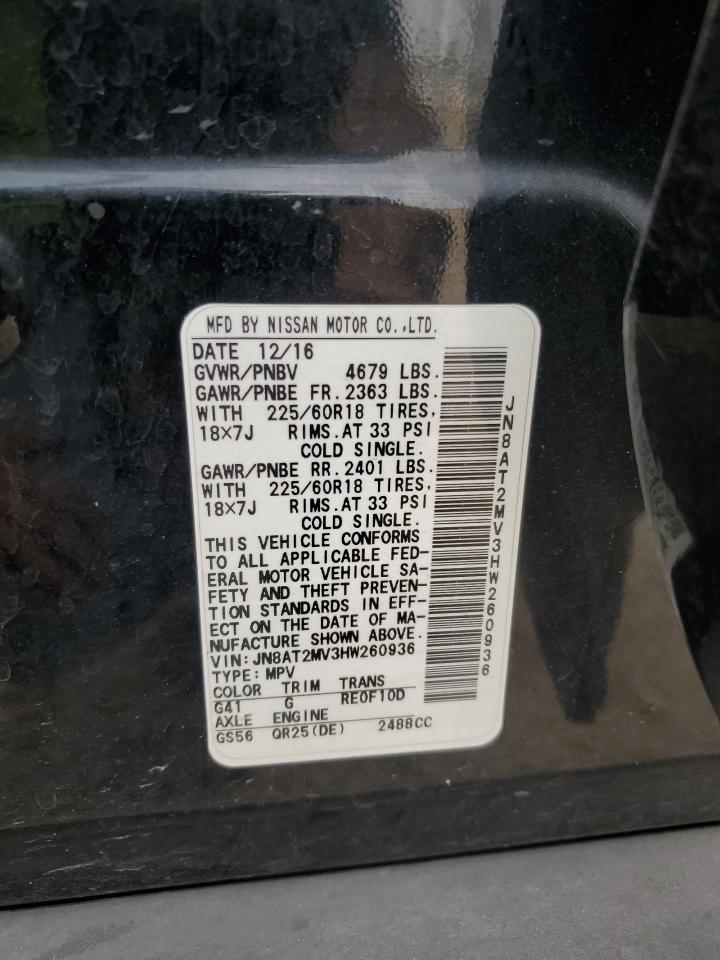 2017 Nissan Rogue S VIN: JN8AT2MV3HW260936 Lot: 81336925