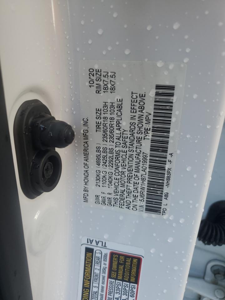 2020 Honda Cr-V Exl VIN: 5J6RW1H87LA019997 Lot: 71022945