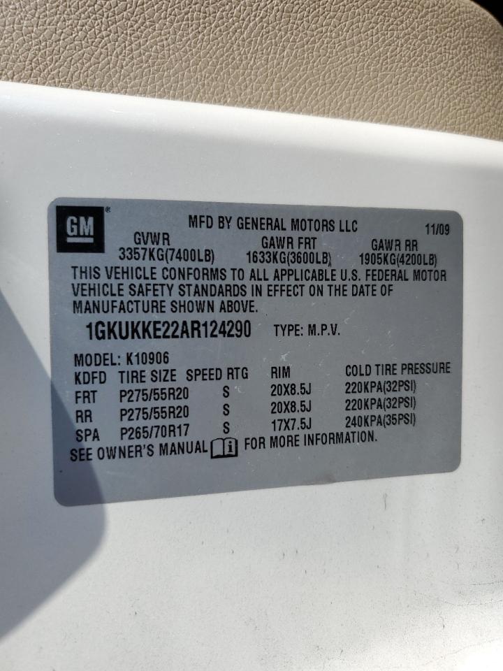 2010 GMC Yukon Xl K1500 Slt VIN: 1GKUKKE22AR124290 Lot: 81401975