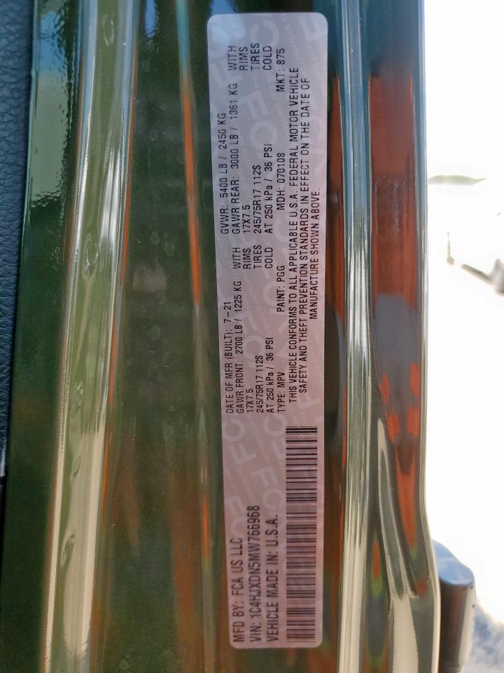 2021 Jeep Wrangler Unlimited Sport VIN: 1C4HJXDN5MW766968 Lot: 81482145