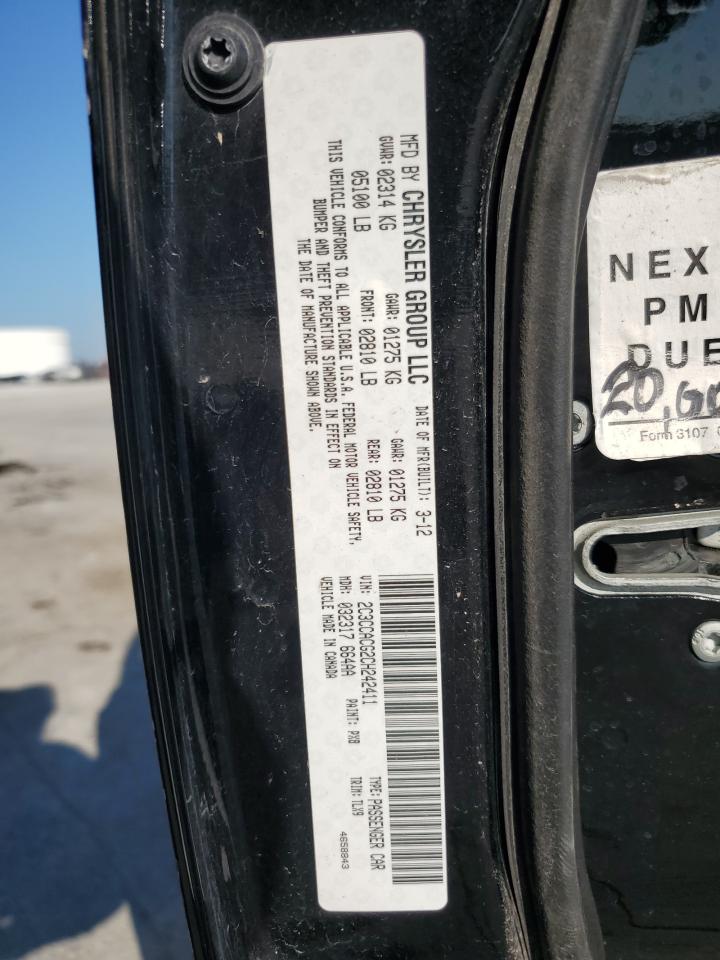 2012 Chrysler 300 Limited VIN: 2C3CCACG2CH242411 Lot: 80325775