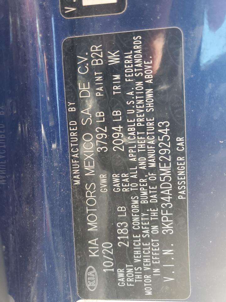 2021 Kia Forte Gt Line VIN: 3KPF34AD5ME292543 Lot: 66922975