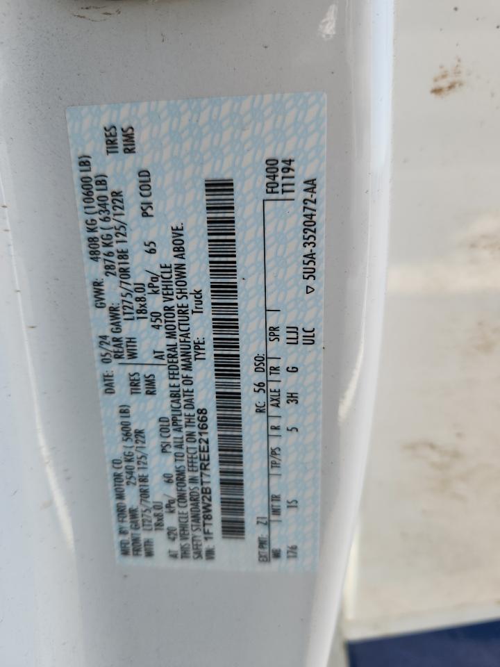 2024 Ford F250 Super Duty VIN: 1FT8W2BT7REE21668 Lot: 80086715