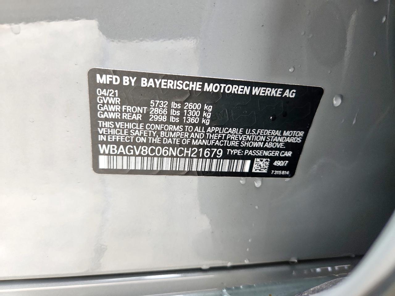2022 BMW M850Xi VIN: WBAGV8C06NCH21679 Lot: 82134925