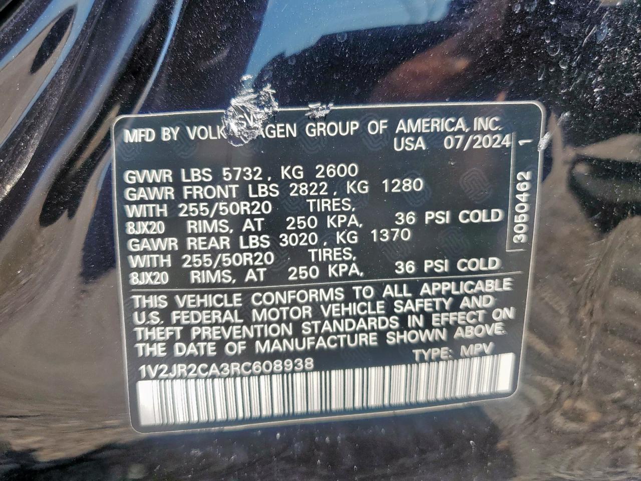 2024 Volkswagen Atlas Se VIN: 1V2JR2CA3RC608938 Lot: 71583975