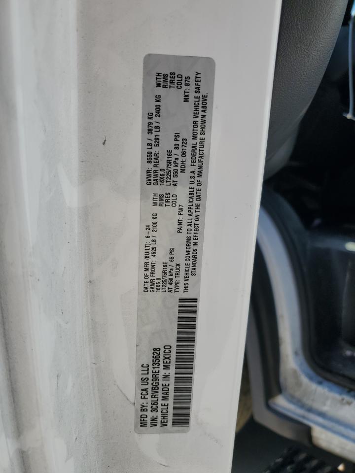 2024 Ram Promaster 1500 1500 High VIN: 3C6LRVBG9RE135628 Lot: 71651285