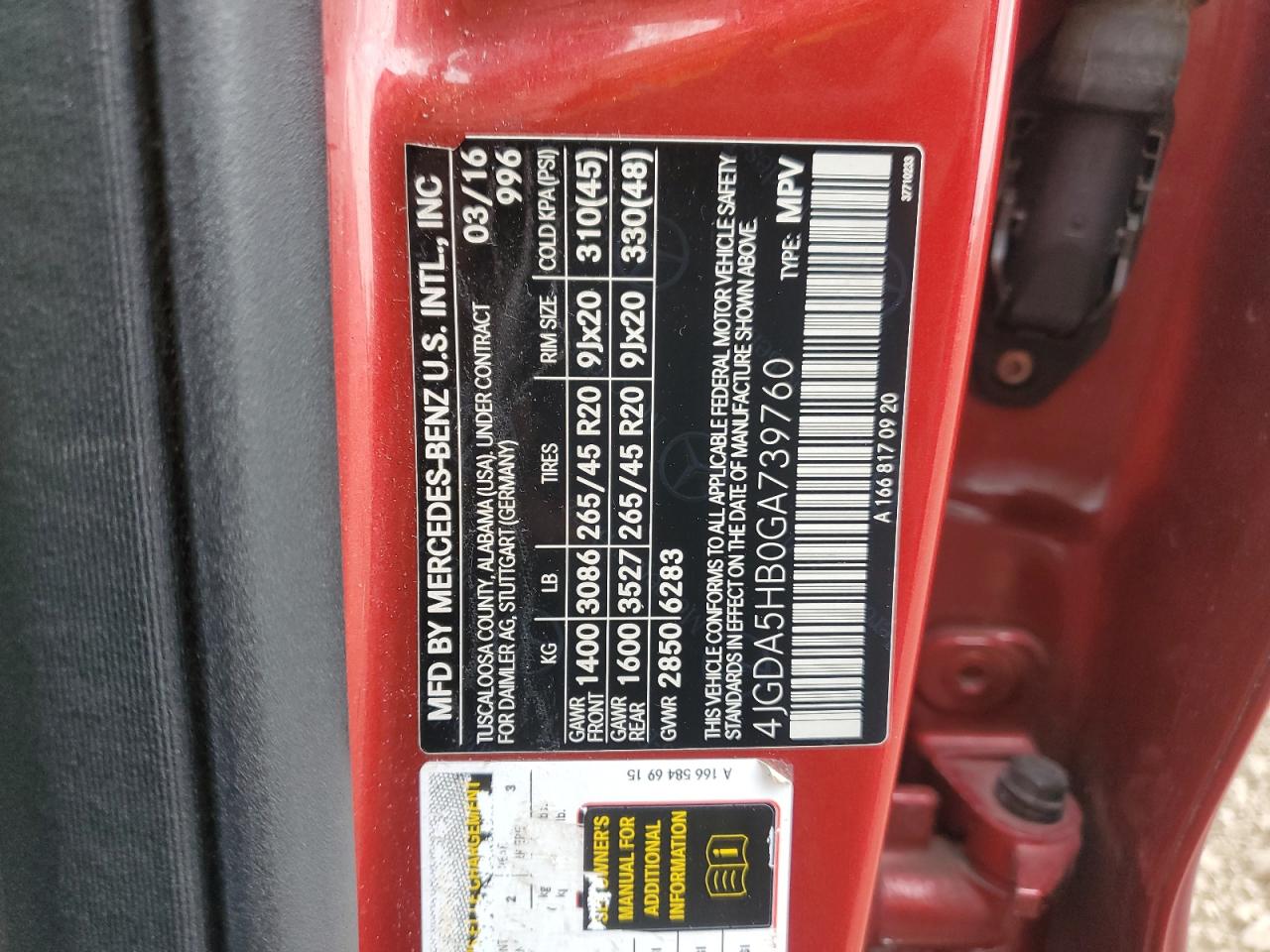 2016 Mercedes-Benz Gle 350 4Matic VIN: 4JGDA5HB0GA739760 Lot: 71105585