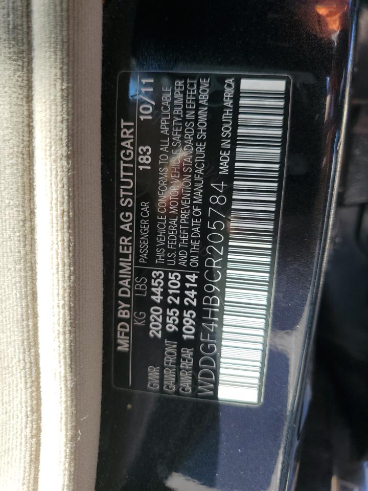 2012 Mercedes-Benz C 250 VIN: WDDGF4HB9CR205784 Lot: 72056385