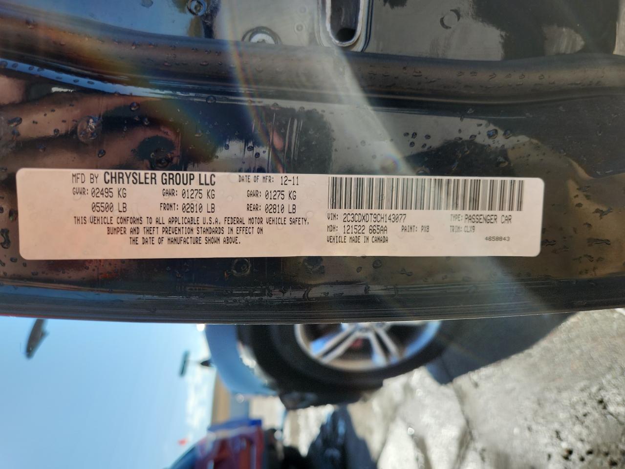 2012 Dodge Charger R/T VIN: 2C3CDXDT9CH143077 Lot: 82132095