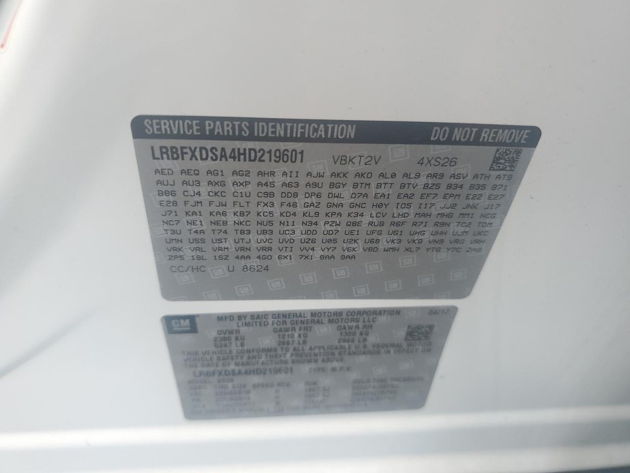 2017 Buick Envision Essence VIN: LRBFXDSA4HD219601 Lot: 81249025