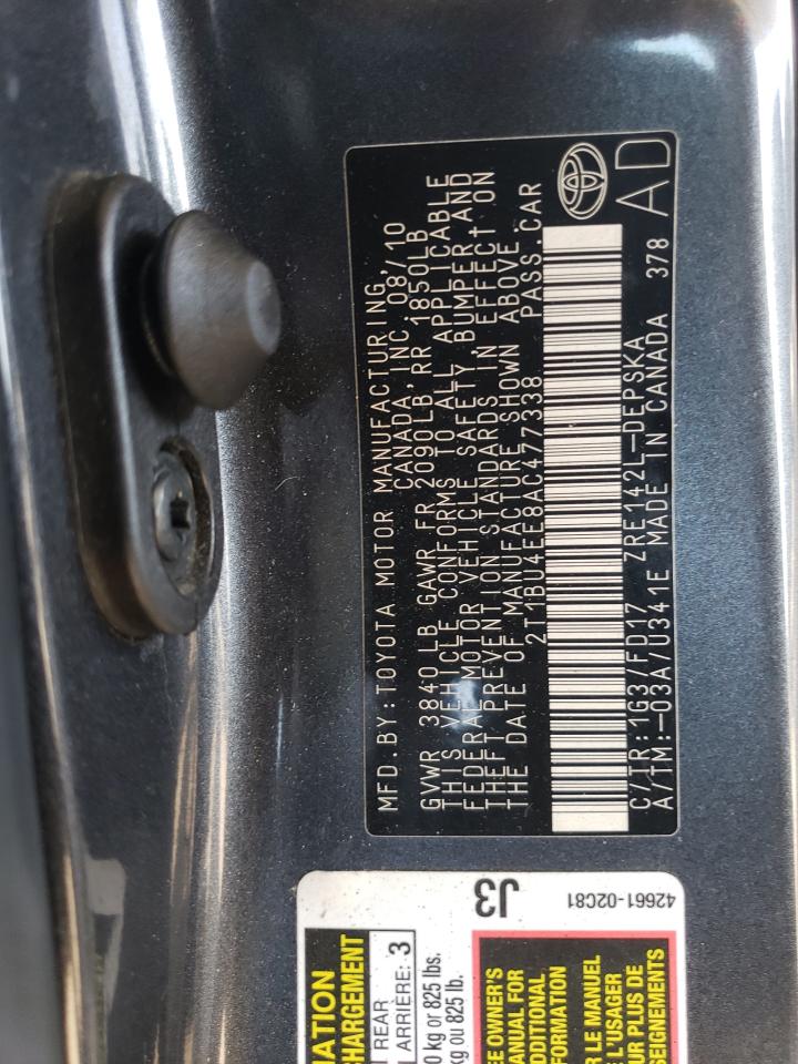 2010 Toyota Corolla Base VIN: 2T1BU4EE8AC477338 Lot: 80962455