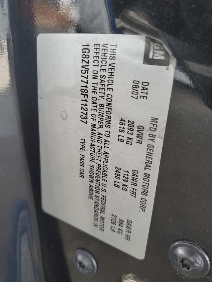 2008 Saturn Aura Xr VIN: 1G8ZV57718F112737 Lot: 81950975