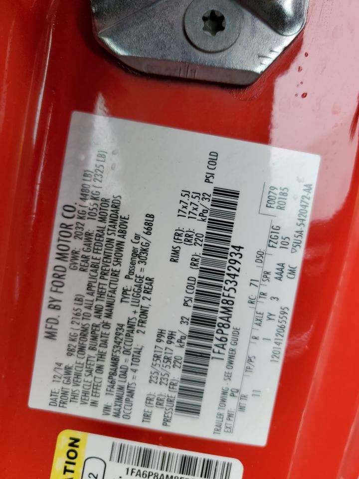2015 Ford Mustang VIN: 1FA6P8AM8F5342934 Lot: 81774455