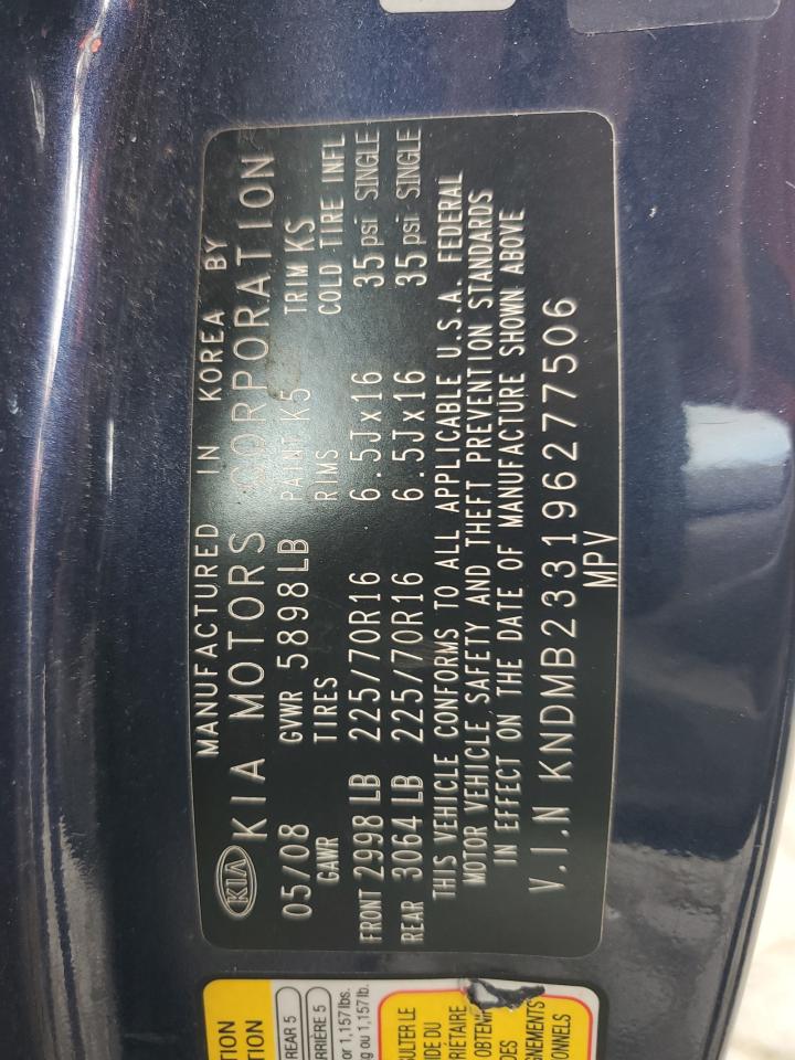 2009 Kia Sedona Ex VIN: KNDMB233196277506 Lot: 71891575