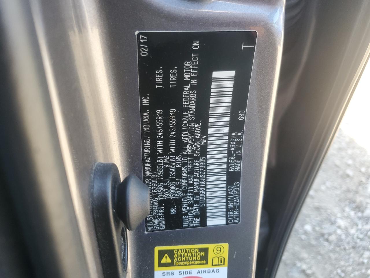 2017 Toyota Highlander Hybrid Limited VIN: 5TDDGRFH6HS023905 Lot: 80952475