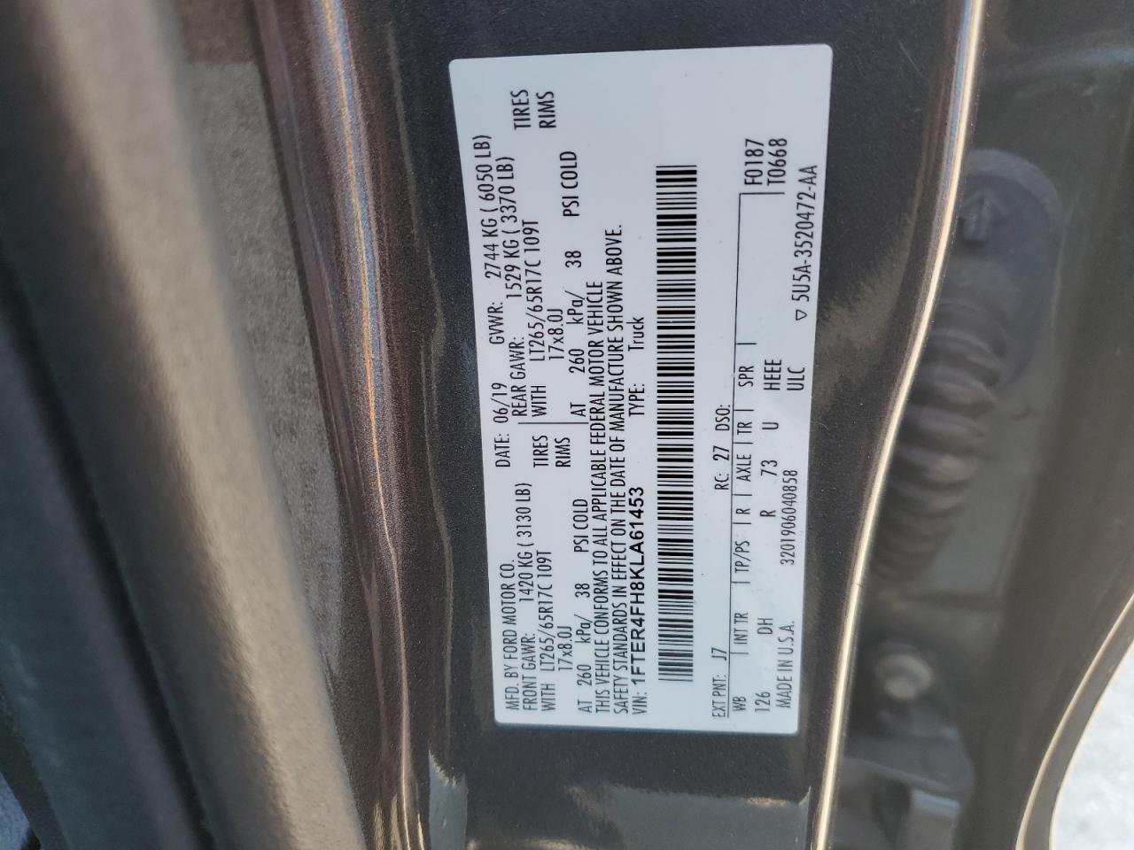 2019 Ford Ranger Xl VIN: 1FTER4FH8KLA61453 Lot: 80875875