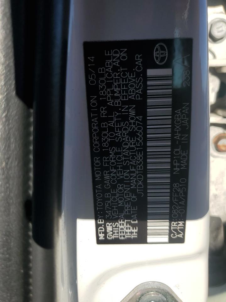 2014 Toyota Prius C VIN: JTDKDTB38E1566074 Lot: 67011075