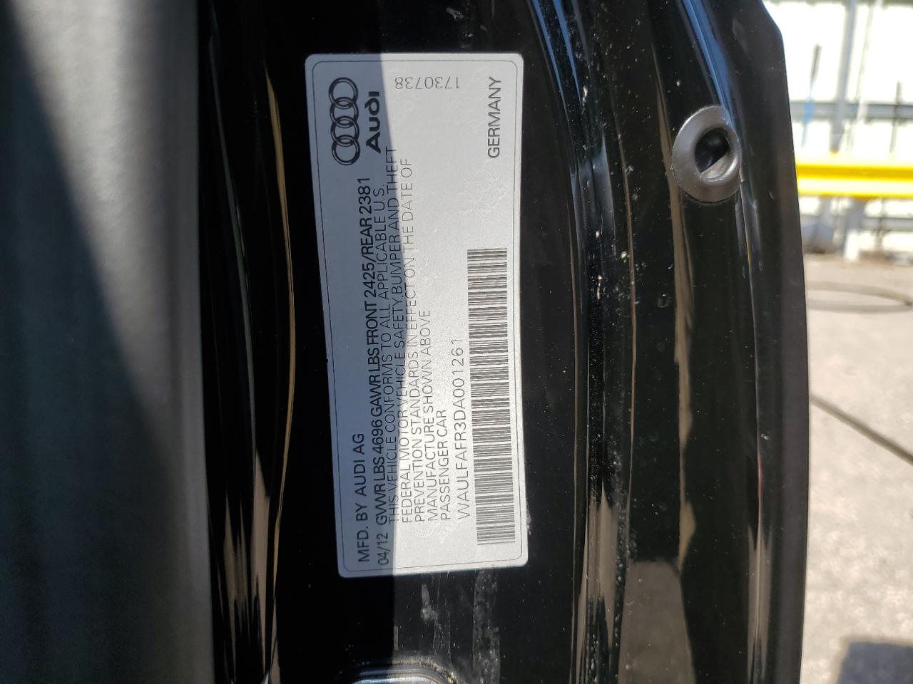 2013 Audi A5 Premium Plus VIN: WAULFAFR3DA001261 Lot: 80336525