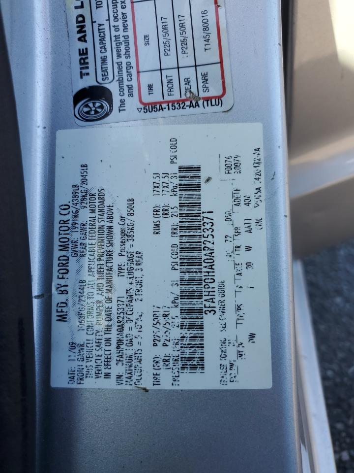 2010 Ford Fusion Se VIN: 3FAHP0HA0AR253371 Lot: 81674475