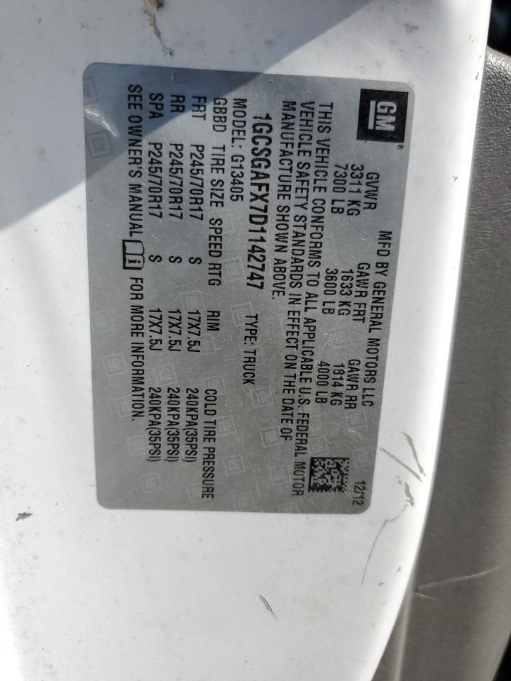 2013 Chevrolet Express G1500 VIN: 1GCSGAFX7D1142747 Lot: 71854005