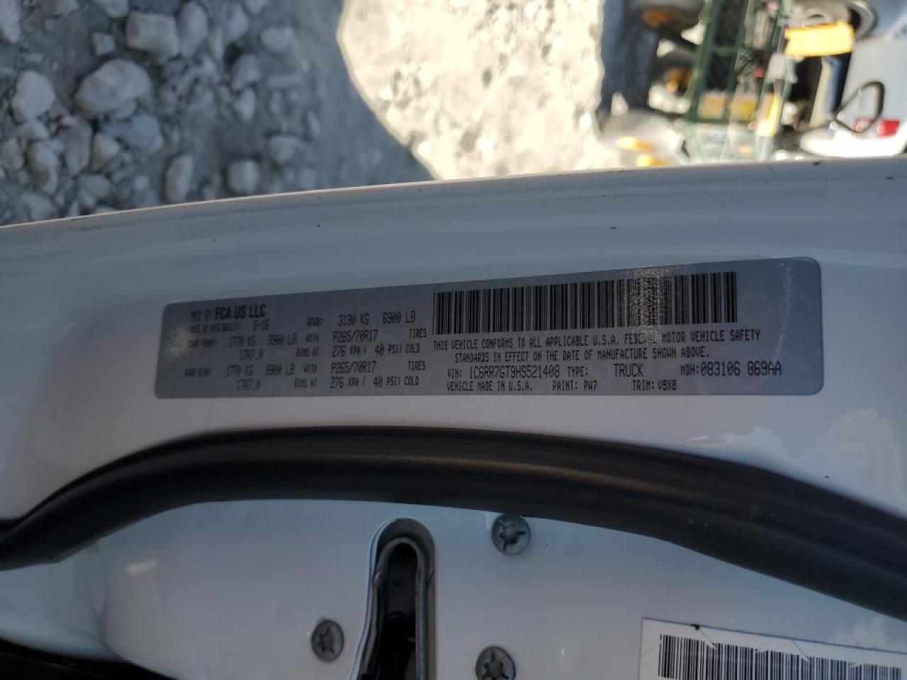 2017 Ram 1500 Slt VIN: 1C6RR7GT9HS521408 Lot: 69777105