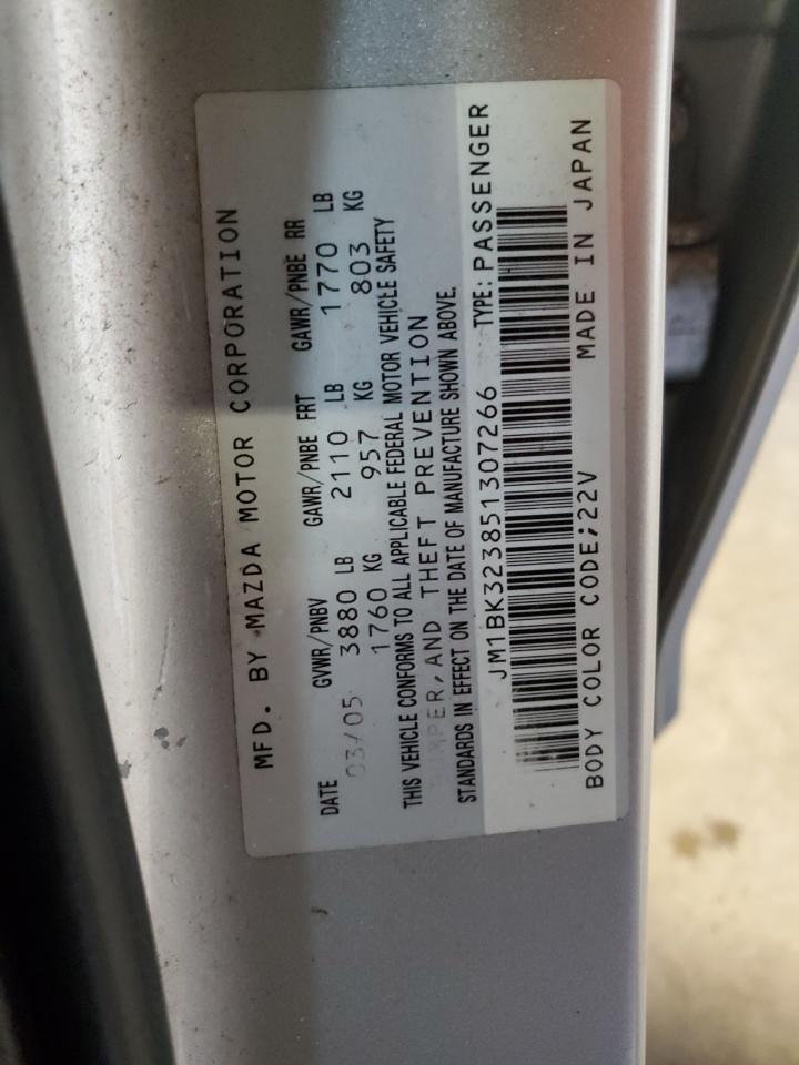 2005 Mazda 3 S VIN: JM1BK323851307266 Lot: 80784615