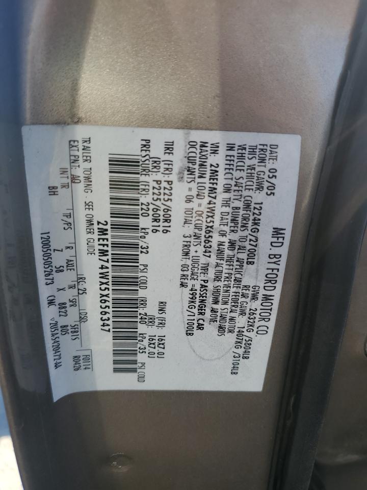 2005 Mercury Grand Marquis Gs VIN: 2MEFM74WX5X656347 Lot: 81745585