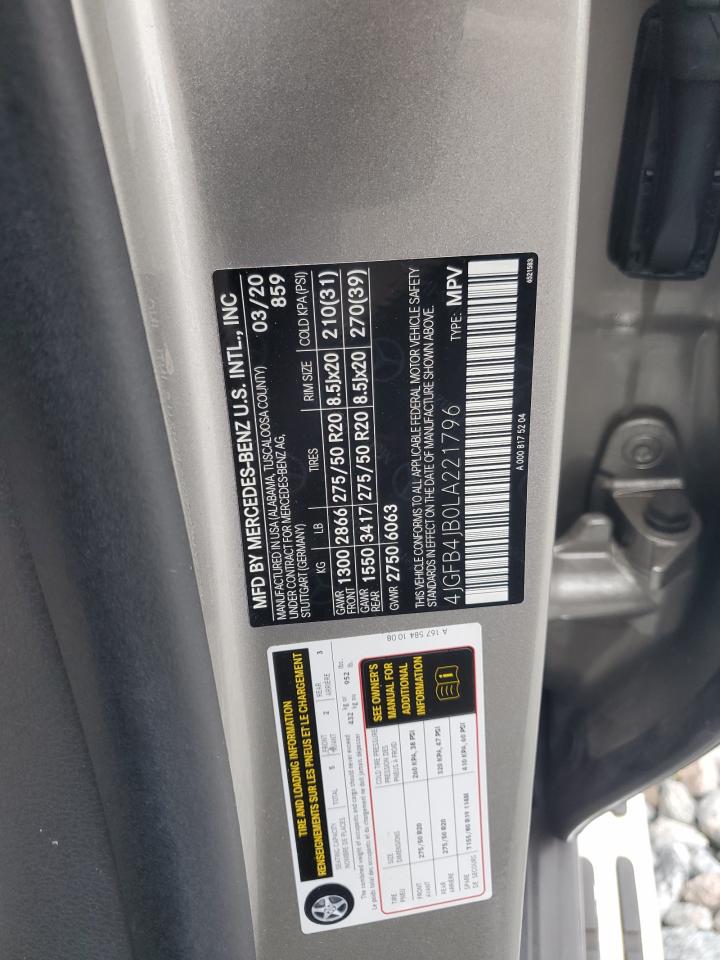 2020 Mercedes-Benz Gle 350 VIN: 4JGFB4JB0LA221796 Lot: 84578485