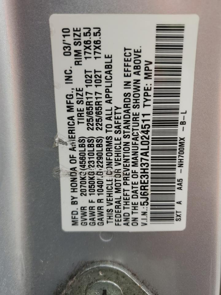 2010 Honda Cr-V Lx VIN: 5J6RE3H37AL024511 Lot: 81681875