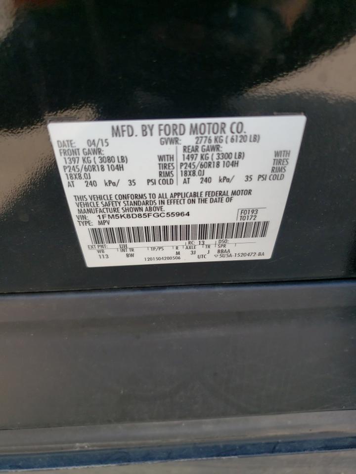 2015 Ford Explorer Xlt VIN: 1FM5K8D85FGC55964 Lot: 80290635