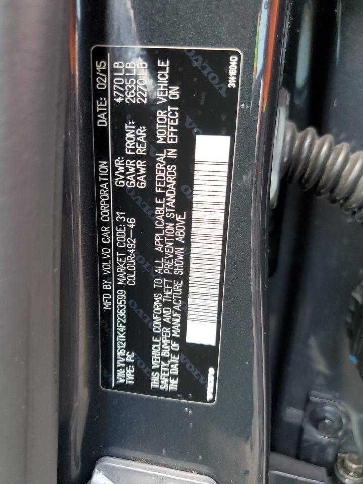 2015 Volvo S60 Premier VIN: YV1612TK4F2363599 Lot: 71799905