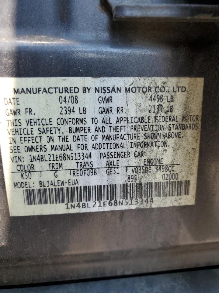 2008 Nissan Altima 3.5Se VIN: 1N4BL21E68N513344 Lot: 71999405