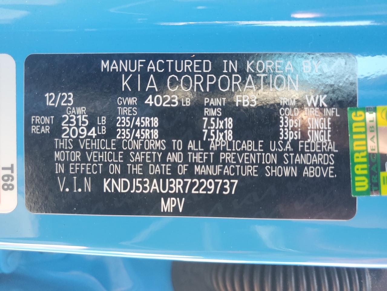 2024 Kia Soul Gt Line VIN: KNDJ53AU3R7229737 Lot: 80778945