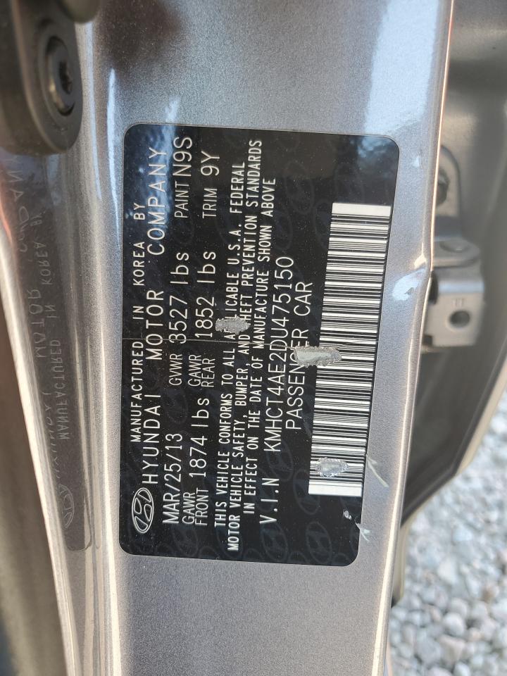 2013 Hyundai Accent Gls VIN: KMHCT4AE2DU475150 Lot: 71155065