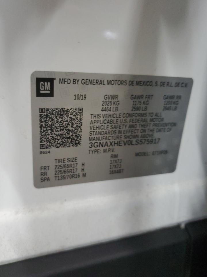 2020 Chevrolet Equinox Ls VIN: 3GNAXHEV0LS575917 Lot: 80338475