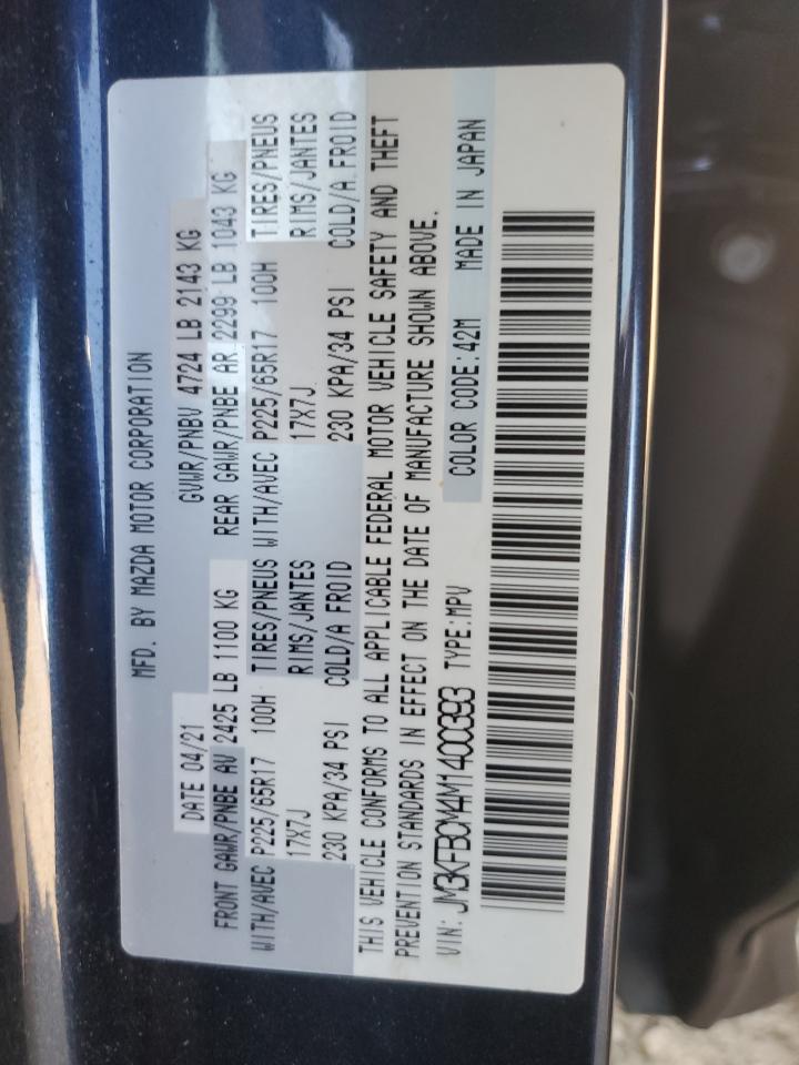 2021 Mazda Cx-5 Touring VIN: JM3KFBCM4M1400393 Lot: 81048835