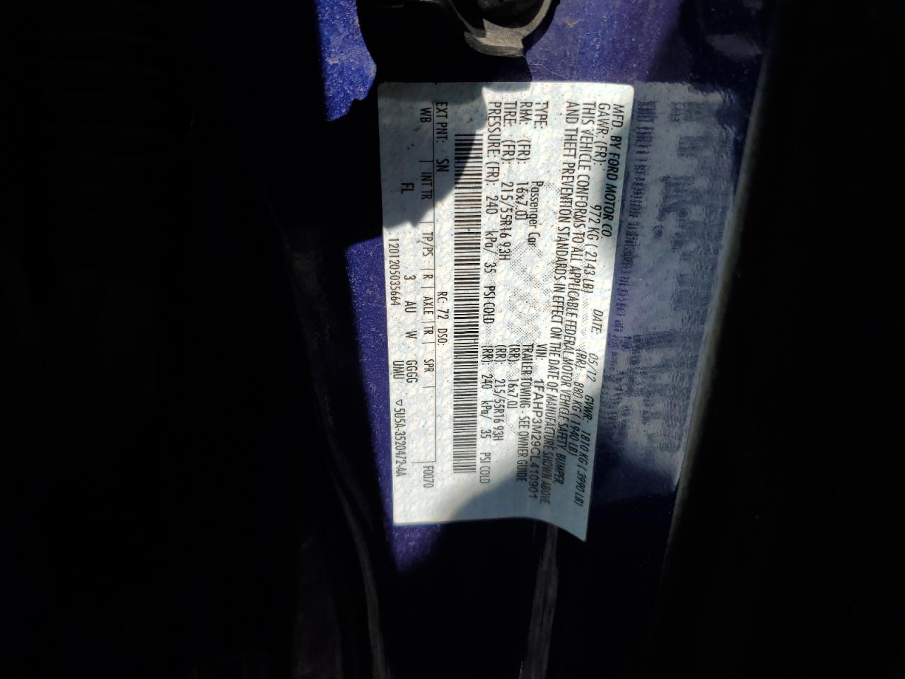 2012 Ford Focus Sel VIN: 1FAHP3M29CL410901 Lot: 71952055