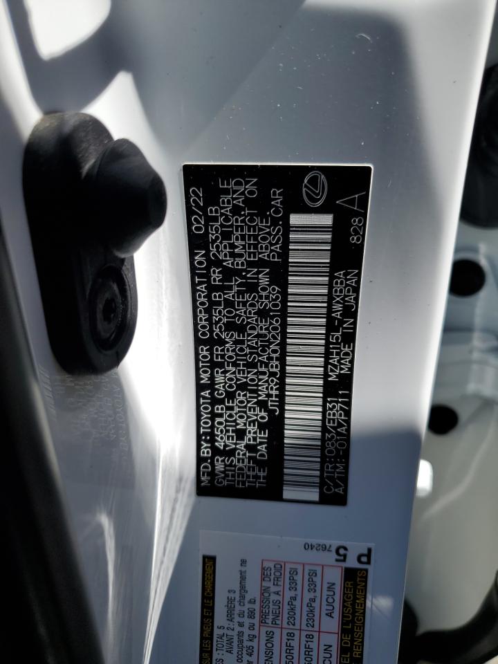 2022 Lexus Ux 250H Base VIN: JTHR9JBH0N2061039 Lot: 70824725