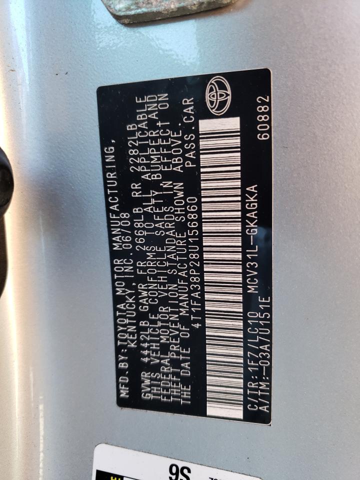 2008 Toyota Camry Solara Se VIN: 4T1FA38P28U156860 Lot: 71056335