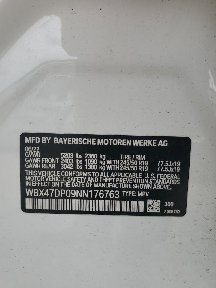 2022 BMW X3 Sdrive30I VIN: WBX47DP09NN176763 Lot: 71962795