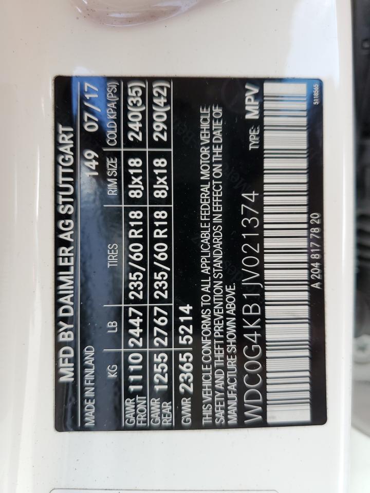 2018 Mercedes-Benz Glc 300 4Matic VIN: WDC0G4KB1JV021374 Lot: 71724155