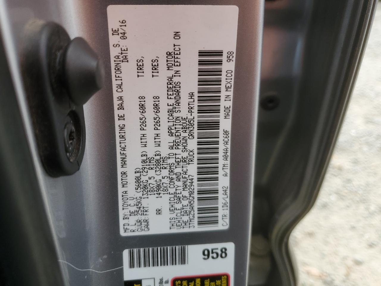 2016 Toyota Tacoma Double Cab VIN: 3TMGZ5AN5GM029447 Lot: 81628975