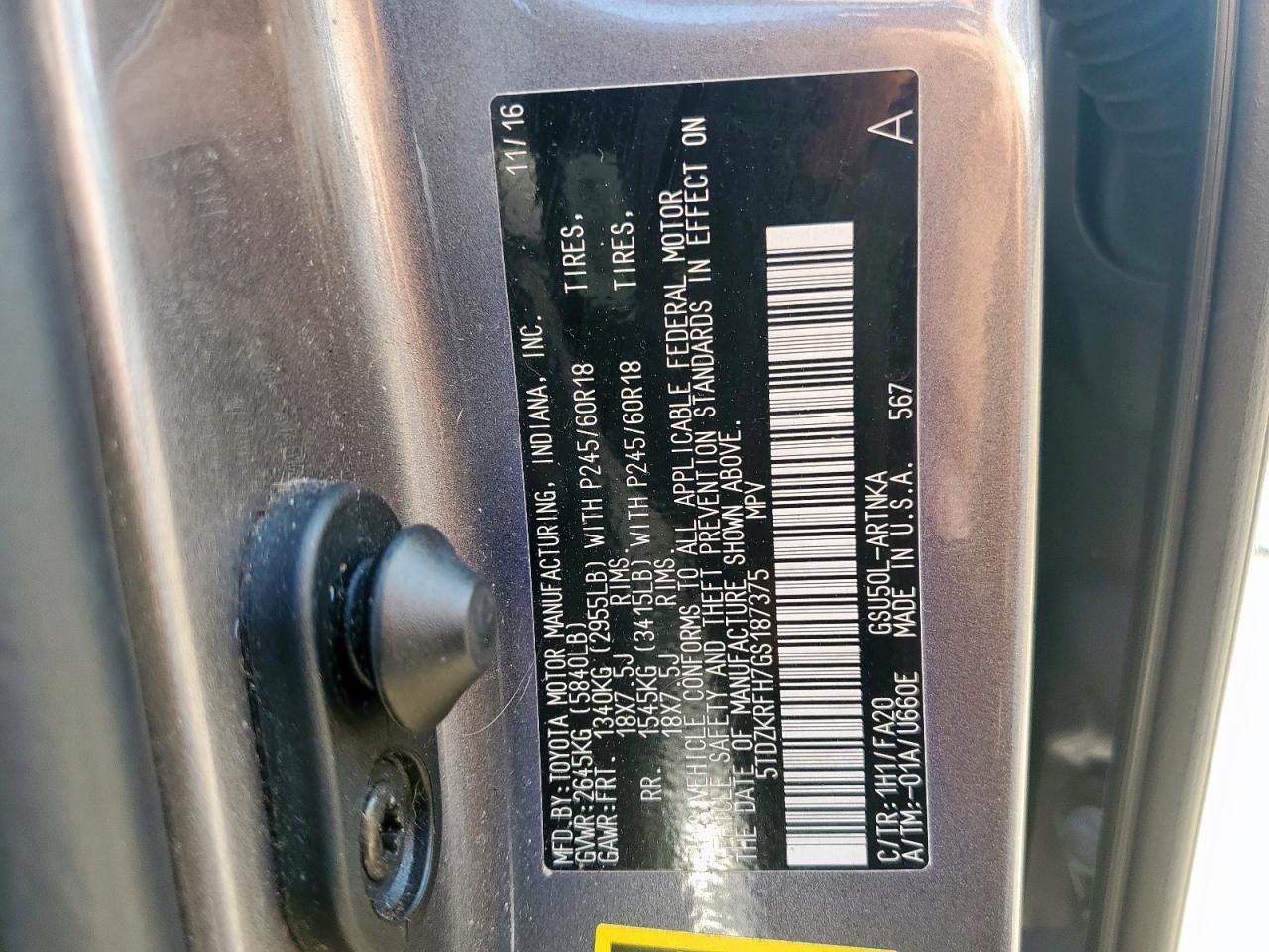 2016 Toyota Highlander Le VIN: 5TDZKRFH7GS187375 Lot: 80114555