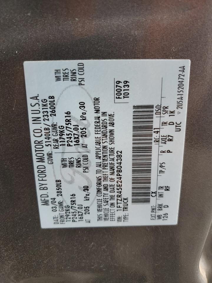 2004 Ford Ranger Super Cab VIN: 1FTZR45E24PB04382 Lot: 84601875