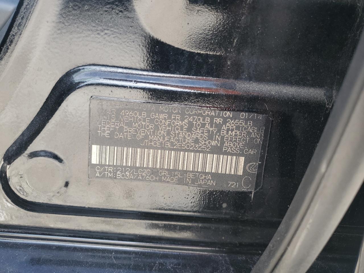 2014 Lexus Gs 350 VIN: JTHCE1BL2E5023252 Lot: 70989215