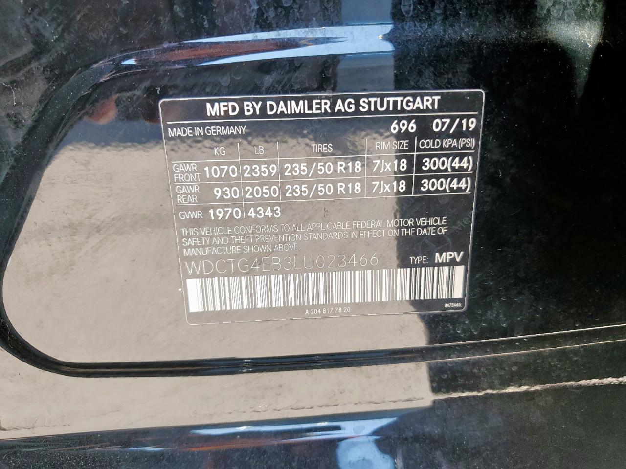 2020 Mercedes-Benz Gla 250 VIN: WDCTG4EB3LU023466 Lot: 80713525