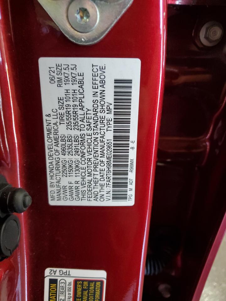 2021 Honda Cr-V Touring VIN: 7FART6H98ME029651 Lot: 80535615