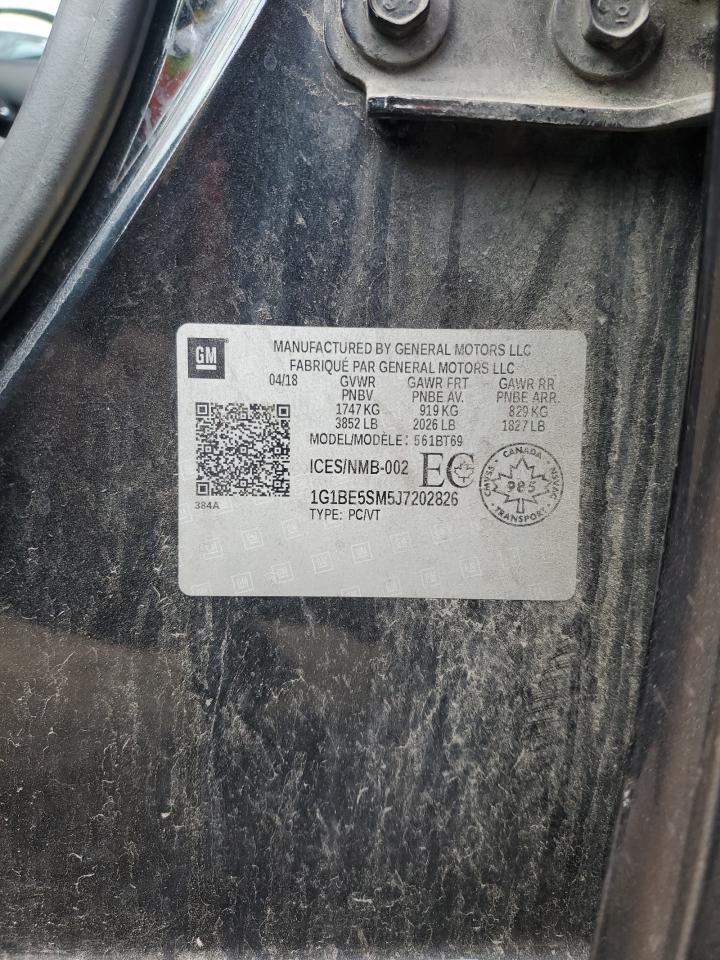 2018 Chevrolet Cruze Lt VIN: 1G1BE5SM5J7202826 Lot: 69839455